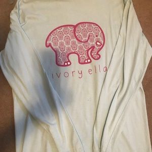 Light Blue with Pink Ivory Ella Long Sleeve Shirt